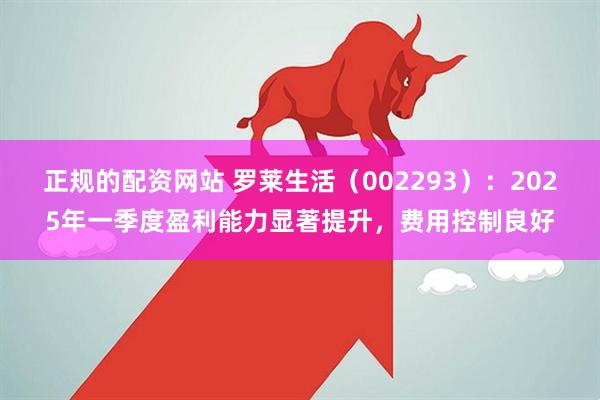 正规的配资网站 罗莱生活（002293）：2025年一季度盈利能力显著提升，费用控制良好